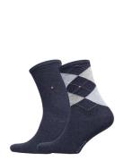 Th Women Check Sock 2P Blue Tommy Hilfiger