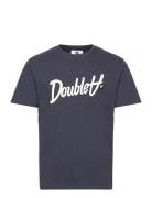 Ace Script & Badge T-Shirt Navy Double A By Wood Wood