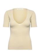 Fabia - Contour Knit Short Slv. Top Cream Rabens Sal R