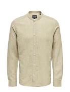 Onsarlo Slim Ls Mao Hrb Linen Shirt Green ONLY & SONS