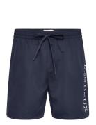 Les Deux Logo Swim Shorts Navy Les Deux