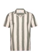 Striped Linen/Cotton Shirt S/S Cream Lindbergh