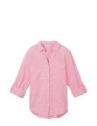 Blouse With Slub Structure Pink Tom Tailor