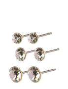 Millie Crystal Earrings 3-In-1 Set Gold Pilgrim