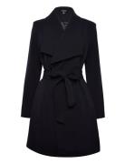 Crepe Wrap Coat Black Lauren Ralph Lauren