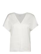 Viellette V-Neck S/S Satin Top - Noos White Vila