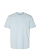 Slhaspen Print Ss O-Neck Tee W Noos Blue Selected Homme