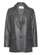 Nana Leather Blazer Grey Hosbjerg