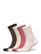 Sock 4 P Lurex Mini Stripe Pink Lindex