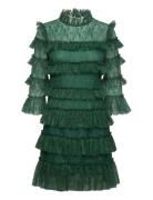 Carmine Frill Mini Lace Dress Green Malina