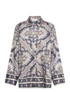 Felicia Printed Over D Shirt Blue Malina