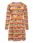 Leopard Stripe Aop Ls Dress Patterned Mini Rodini