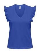 Onlmay Life S/S Frill V-Neck Top Box Jrs Blue ONLY