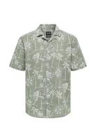 Onscaiden Ss Reg Hawaii Aop Linen Noos Khaki ONLY & SONS