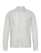 Jamie Cotton Linen Striped Shirt Ls Green Clean Cut Copenhagen