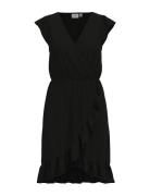 Vimo Y S/S Wrap Flounce Dress /1/Ka Black Vila