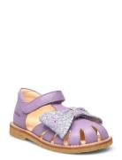 Sandals - Flat - Closed Toe - Purple ANGULUS