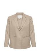 Carola-Caro L/S Linen Blazer Tlr Beige ONLY Carmakoma