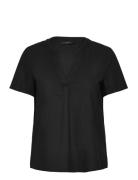 Vmmymilo Ss V-Neck Top Wvn Ga Black Vero Moda