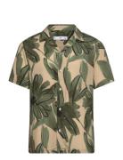 Flowing Tropical-Print Shirt Green Mango