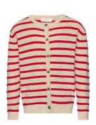 Cardigan Knit Pattern Stripe Red Petit Piao