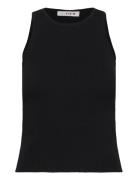 Rib Knit Tank Top Black A-View