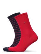 Th Women Sock 2P Small Stripe Red Tommy Hilfiger