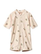 Max Printed Shortsleeve Swim Jumpsuit Cream Liewood