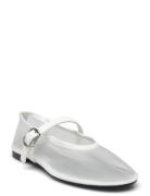 Mesh Ballet Flats With Strap And Buckle White Mango