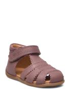 Starters? Scallop Velcro Sandal Purple Pom Pom