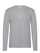Reg Tonal Shield Ls T-Shirt Grey GANT