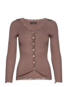 Silk Cardigan W/ Lace Brown Rosemunde