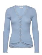 Rwbabette Ls V-Neck Regular Lace Ca Blue Rosemunde