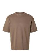 Slhlooseoscar Ss O-Neck Tee Noos Brown Selected Homme