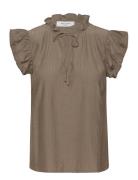 Top W/Ruffles Brown Rosemunde