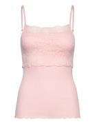 Silk Strap Top W/ Lace Pink Rosemunde