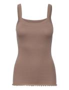 Organic Cotton Strap Top Brown Rosemunde