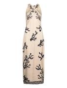 Trisha Halterneck Satin Maxi Dress Cream Malina