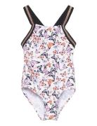 Swimsuit W Elastic Straps, Aop Patterned Color Kids