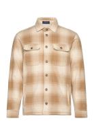 Plaid Fleece Shirt Jacket Beige Polo Ralph Lauren