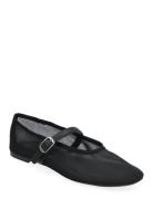 Mesh Ballet Flats With Strap And Buckle Black Mango