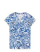 T-Shirt Blouse Alloverprinted Blue Tom Tailor