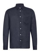 Reg Ls Clean Linen Shirt Navy J. Lindeberg