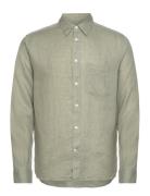 Reg Ls Clean Linen Shirt Khaki J. Lindeberg