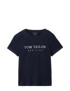 T-Shirt Logo Print Navy Tom Tailor