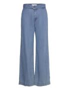 Flowy Wideleg Trousers With Belt Blue Mango