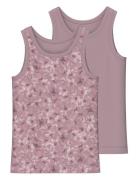 Nmftank Top 2P Mauve Flower Noos Pink Name It