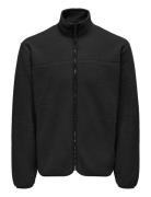 Onsemilio Reg Fullzip Highneck Swt Vd Black ONLY & SONS