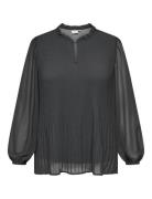 Carpiona L/S Plisse Blouse Wvn Black ONLY Carmakoma