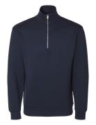 Slhemanuel Soft Zip High Neck Sweat Noos Navy Selected Homme